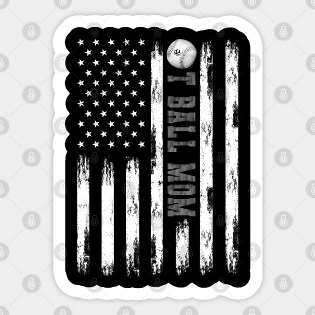 T-BALL MOM WHITE AMERICAN FLAG MONO Sticker by Turnbill Truth Designs